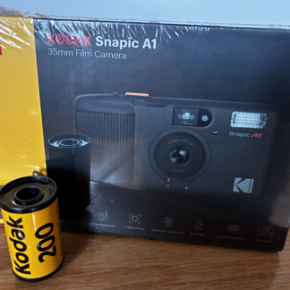 Kodak Snapic A1 35mm full-frame film camera in Rhino Gray, with film