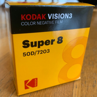 Kodak Vision3 50D Super 8 color negative film cartridge #7203, AHU processed, no remjet