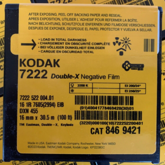 Kodak Double-X 16mm black and white negative film #7222, 100ft roll