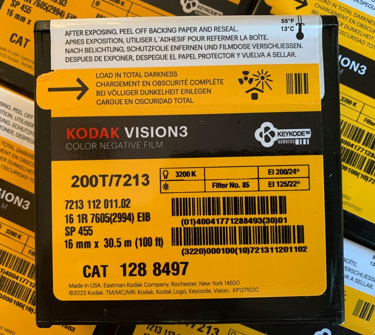 Kodak Vision3 200T 16mm color negative film #7213, 100ft roll