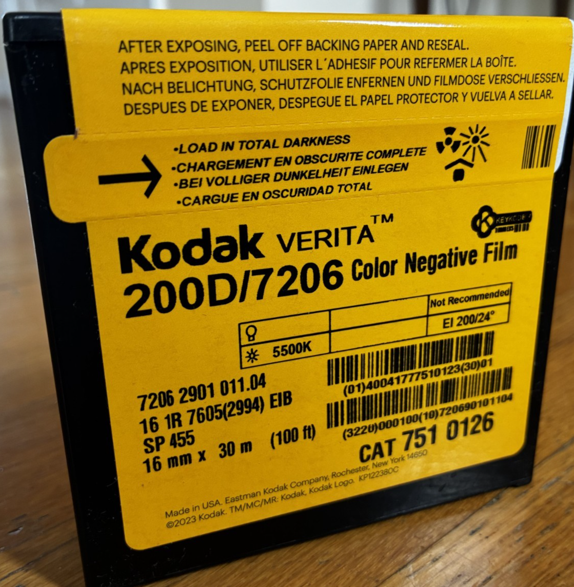 Kodak 200D 16mm Verita color negative film #7206, 100ft roll