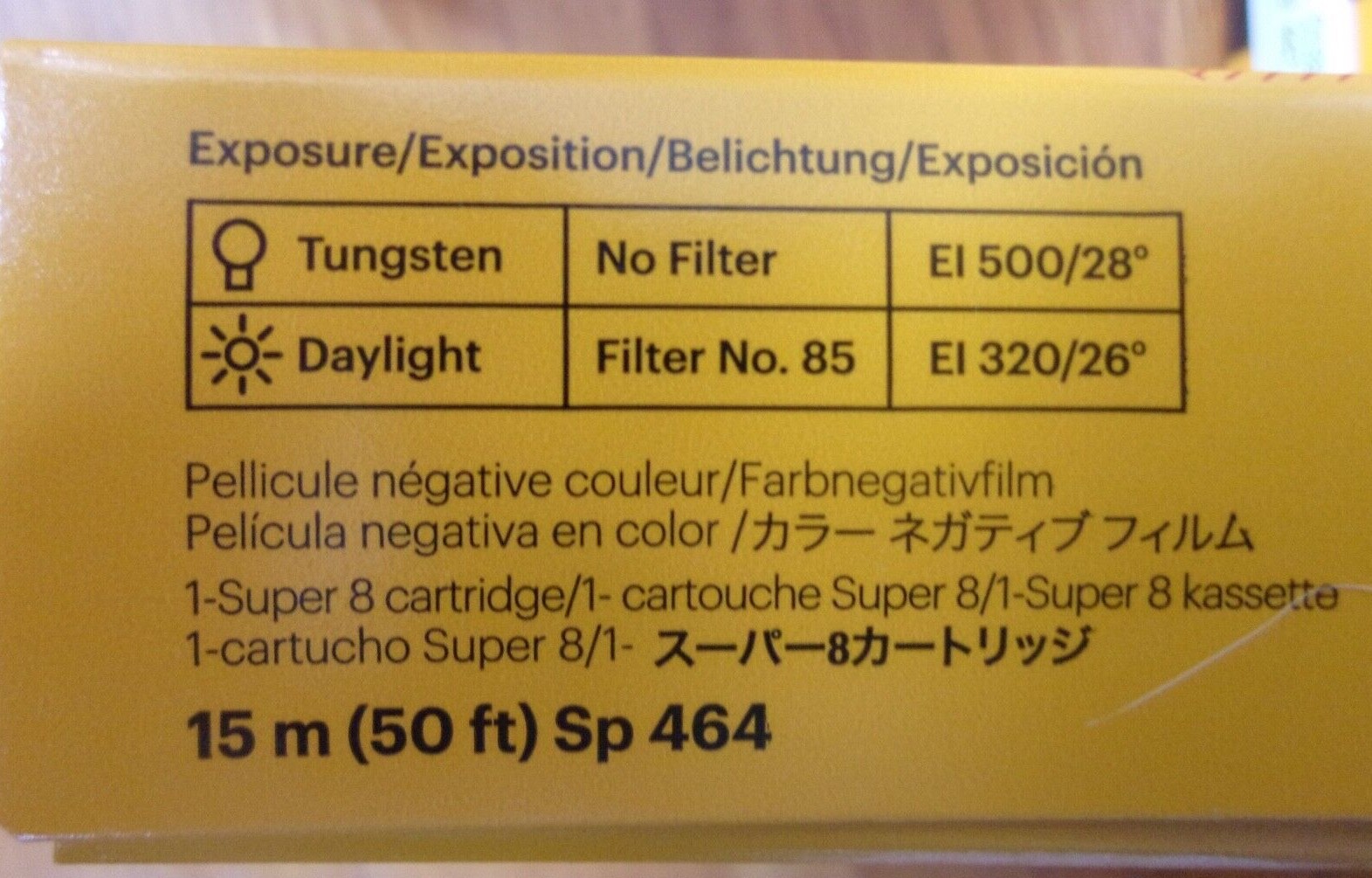 Kodak Vision3 500T Super 8 color negative film cartridge #7219, AHU processed, no remjet