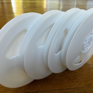 Regular 8mm 200ft white plastic movie film reels, pack of 4