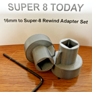 16mm to Super 8 spindle adapter set with adjusting screws