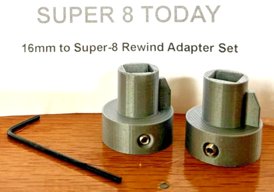 16mm to Super 8 spindle adapter set with adjusting screws
