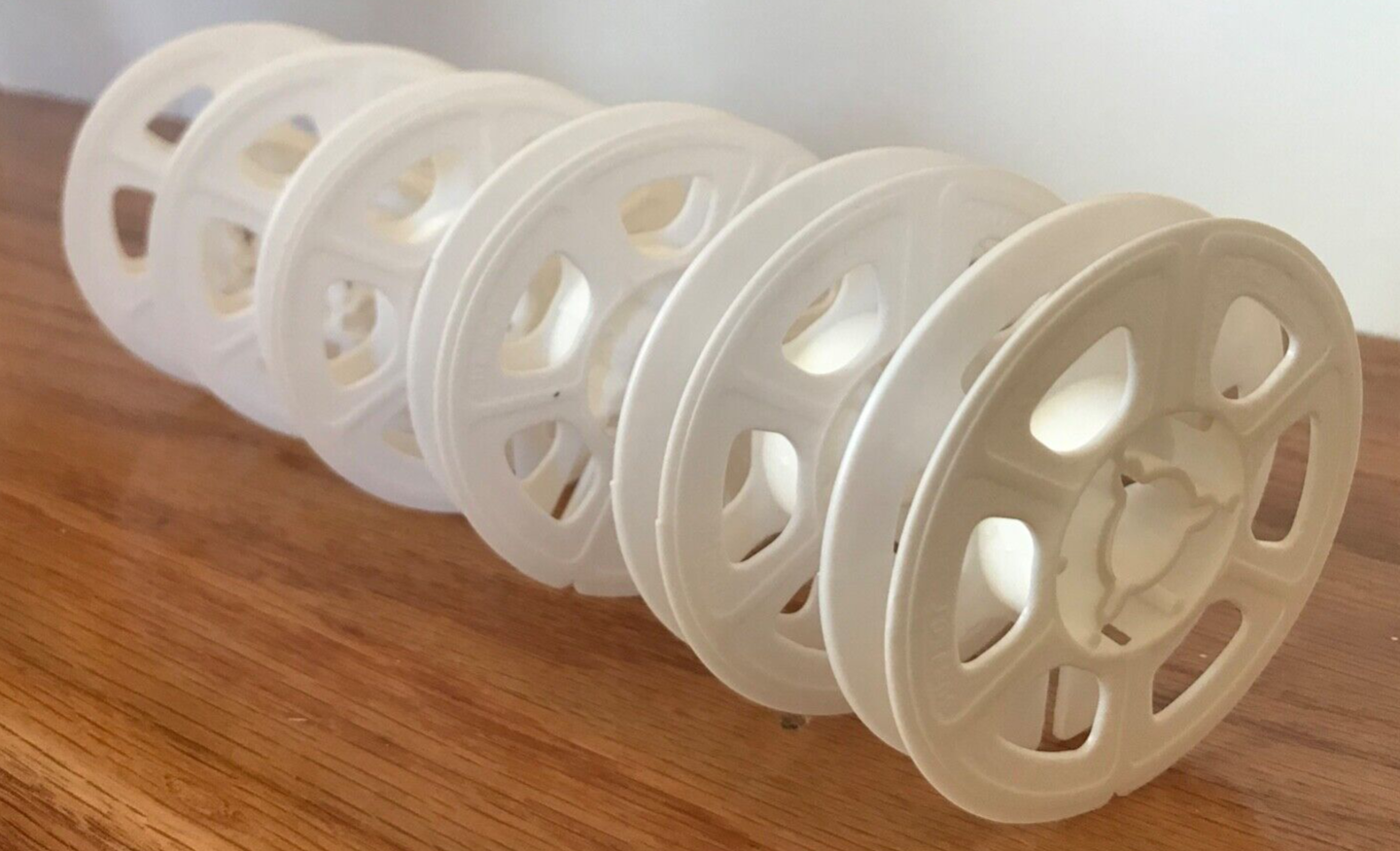 Super 8 50ft white plastic movie film reels, pack of 6