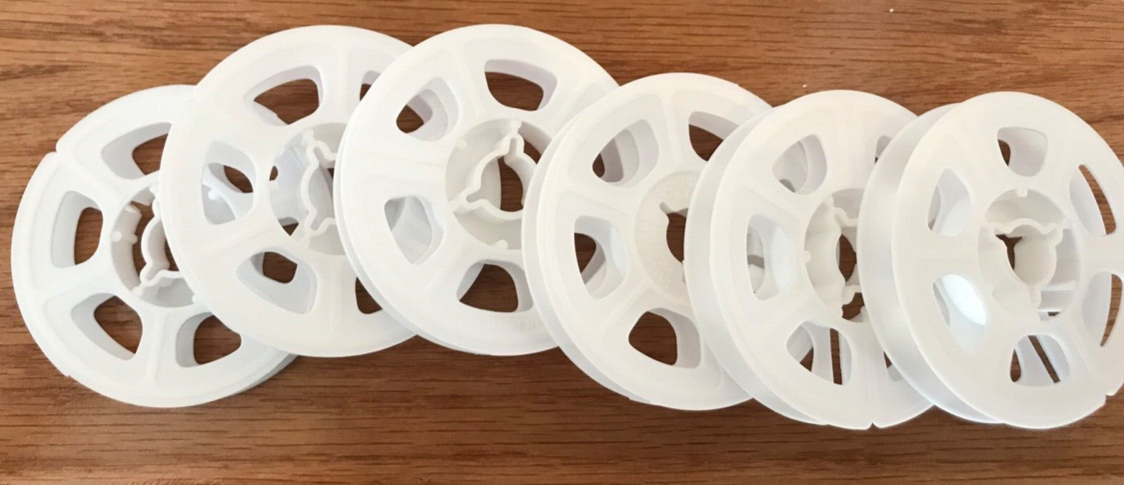 Super 8 50ft white plastic movie film reels, pack of 6