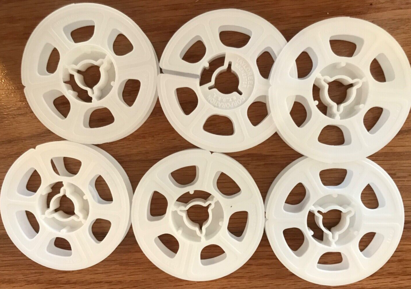 Super 8 50ft white plastic movie film reels, pack of 6