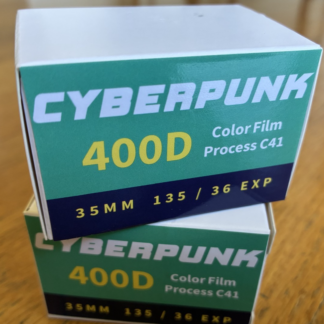 Cyberpunk 400 35mm motion picture film, 2-pack, 36 exposures, C-41, no remjet, Kodak Vision3 base