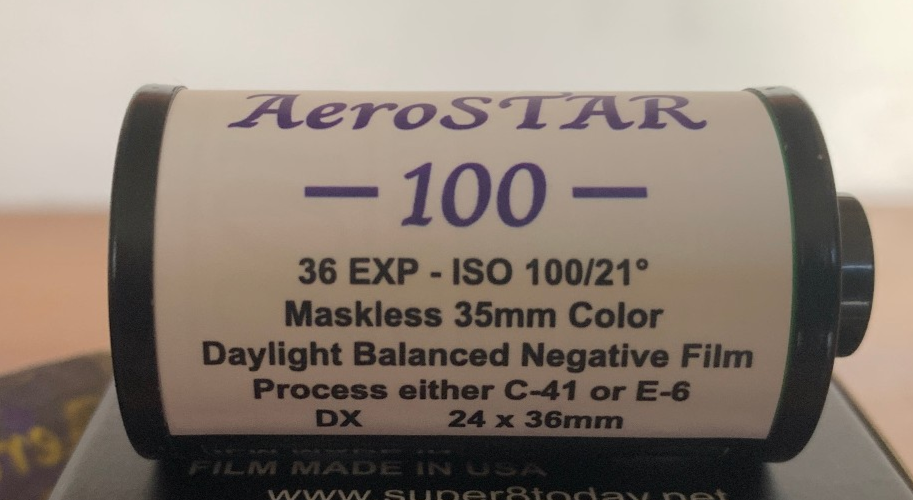 Aerostar 35mm maskless color film on Kodak Aerocolor IV base, C-41 or E-6 process