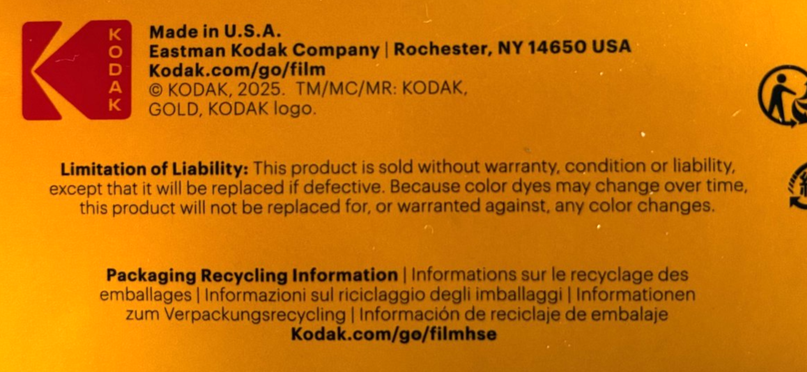 KODAK GOLD 200 ISO 35mm Color Negative Film 3-Pack 24 exp per roll