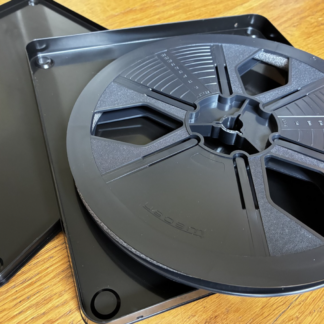 Super 8 600 ft ARCHIVAL film reel & box SET 8" plastic reel, black box with lid